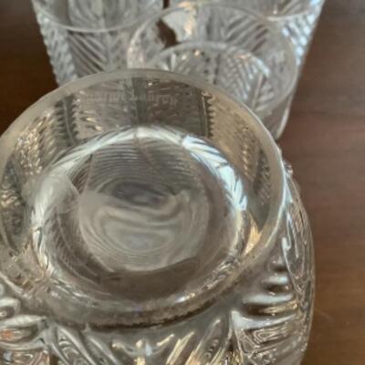 358 Six Ralph Lauren Herringbone Glasses and Vase 