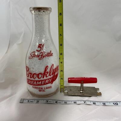 .27. VINTAGE | Brooklyn Creamery Bottle & Opener | Green Lake, Wis