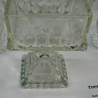 Lot 14 Large Punch Bowl, Matching punch cups, depression glass