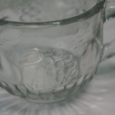 Lot 14 Large Punch Bowl, Matching punch cups, depression glass