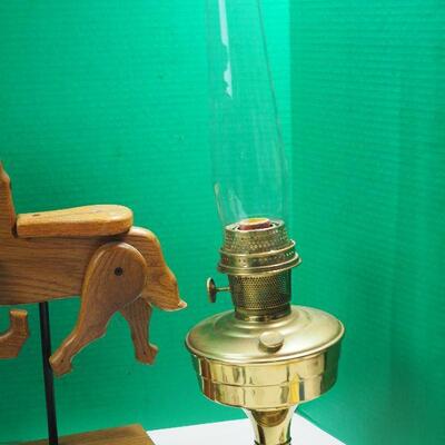 Lot 17 Wooden Horse, Aladdin brass lamp 