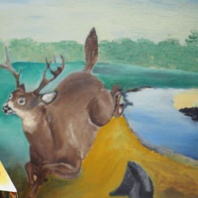 Lot 16 Troll House and Kitsch paintings, Disney animal figurines