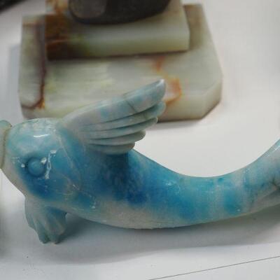 Lot 18 Alabaster Animals and chalkware clown
