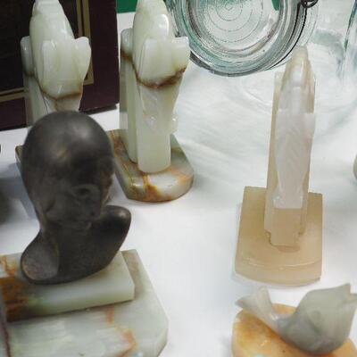 Lot 18 Alabaster Animals and chalkware clown
