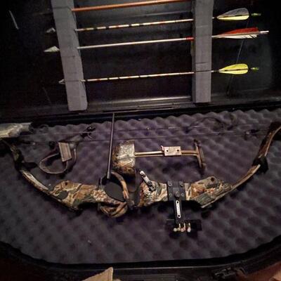 Compound bow & case with Toxonics sight 