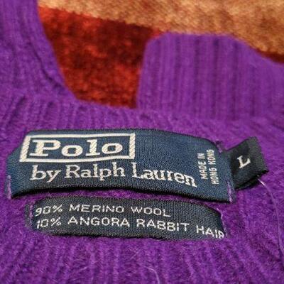 Lot 313: New w/ Tags RALPH LAUREN POLO Size Large Purple Sweater YELLOW HORSE LOGO