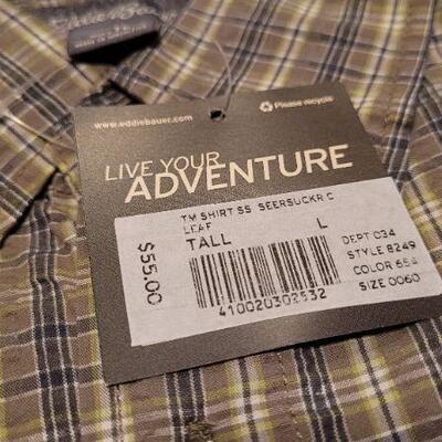 Lot 315: (2) New w/ Tags EDDIE BAUER Size TALL LARGE Outdoor Short Sleeve Shirts 
