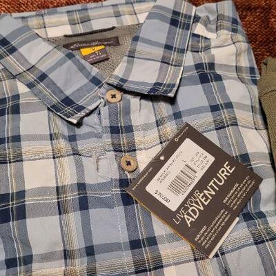 Lot 321: (2) New w/ Tags EDDIE BAUER Size Tall Large Outdoor Short Sleeve Shirts 