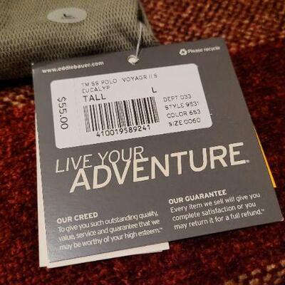 Lot 321: (2) New w/ Tags EDDIE BAUER Size Tall Large Outdoor Short Sleeve Shirts 