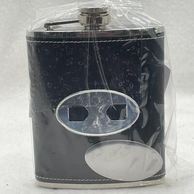 Flask with blank engraving plate