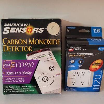 Lot 353: (2) New HOME SAFETY Finds - CARBON MONOXIDE + Surge Protector