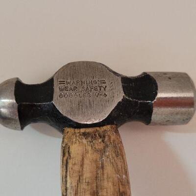 Lot 368: (3) Vintage Wood Handle Repair Tools - Hammers and Wrench