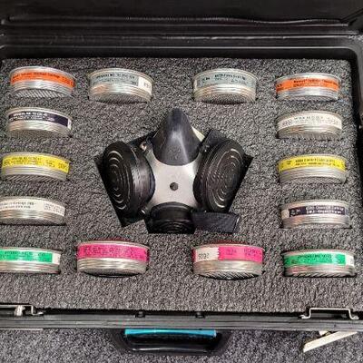 Lot 378: Vintage COMFO II Respirator Kit w/ all Original Canisters 