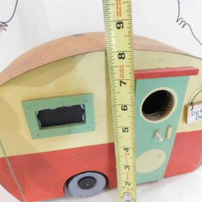 Hand Crafted Wood Travel Trailer Bird House with Clean Out Hatch 12
