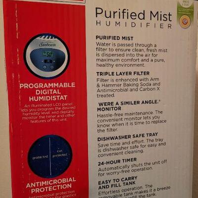 Lot 392: New SUNBEAM Programmable Digital Purified Mist Humidifier w/ New Filters 