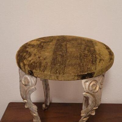 Lot 395: Vintage Velvet Top Padded Stool