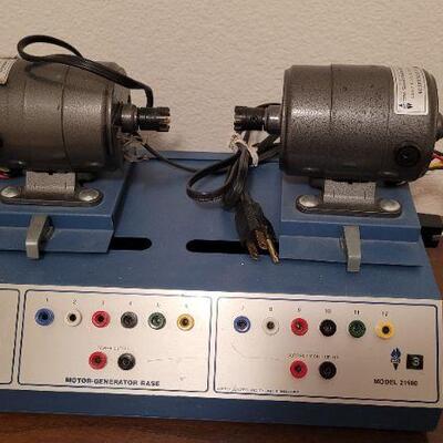 Lot 403: Vintage ENERGY CONCEPTS Motor Generator Base  Model 21980 w/ (2) 24 Volt 2 Amp DC Generators 