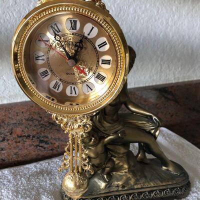 Art Nouveau Woman and Cherub Mantle Clock YD#022-0155