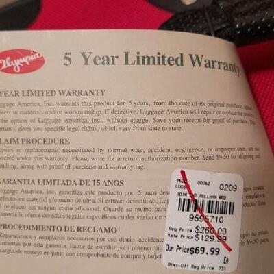 Lot 413: NEW OLYMPIA Empire Red Travel Suitcase 