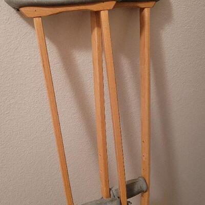 Lot 421: Vintage Adult Wood Crutches Pair 