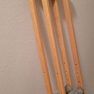 Lot 421: Vintage Adult Wood Crutches Pair 