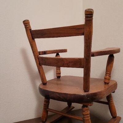 Lot 423: Vintage Children's Wood Rocking Chair 