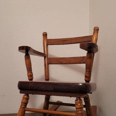 Lot 423: Vintage Children's Wood Rocking Chair 