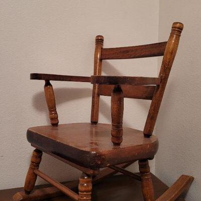 Lot 423: Vintage Children's Wood Rocking Chair 