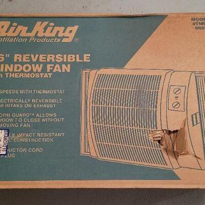 Lot 431: New AIR KING Model 4TM66 16" Reversible Window Fan w/ Thermostat 