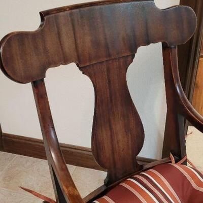 Lot 437: Vintage Wood Rocking Chair w/ Padded Cushion 