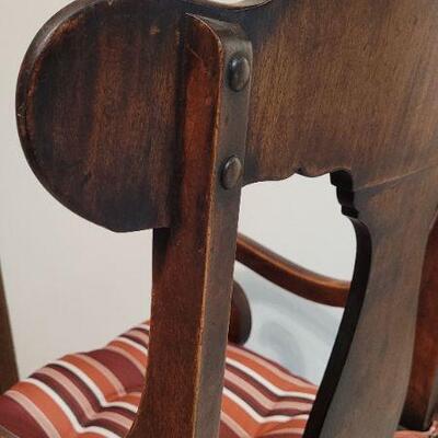 Lot 437: Vintage Wood Rocking Chair w/ Padded Cushion 