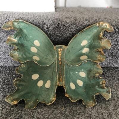 Mid Century Artist Signed Butterfly Trinket Dish YD#022-0164