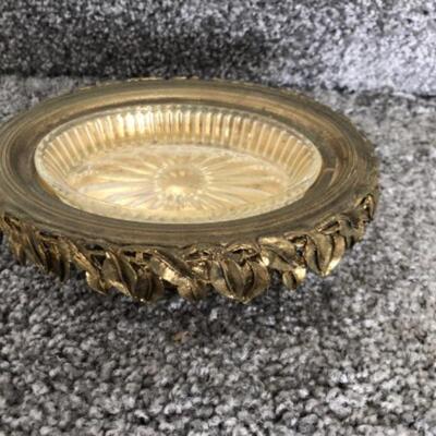 Hollywood Regency Gold Gilt Brass Footed Soap Dish YD#022-0165