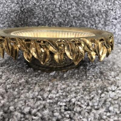 Hollywood Regency Gold Gilt Brass Footed Soap Dish YD#022-0165