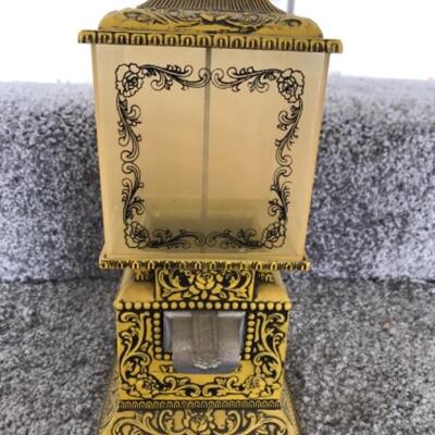 Small Yellow Metal Vintage Counter Top Gumball Machine by Venderette YD#022-0168