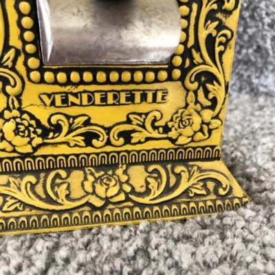 Small Yellow Metal Vintage Counter Top Gumball Machine by Venderette YD#022-0168