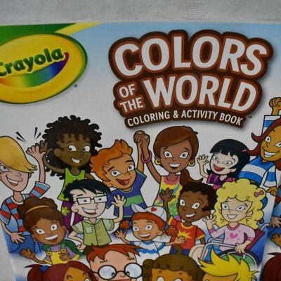 10 pc Crayola Colors of the World. Bent Coloring Books, 8 boxes crayons mixed