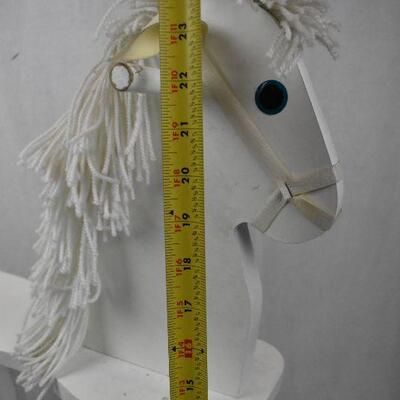 White Wooden Rocking Horse with Yarn Hair (Vintage?)