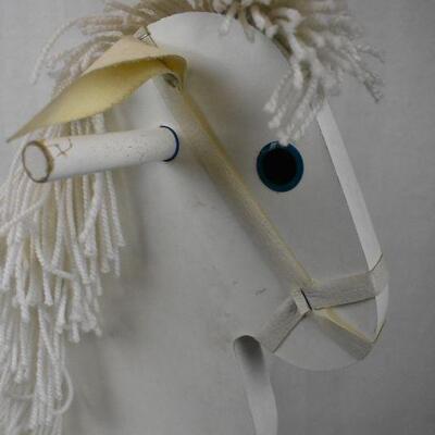 White Wooden Rocking Horse with Yarn Hair (Vintage?)