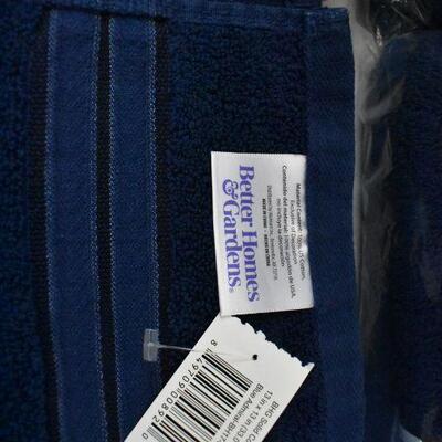 4 pc Navy Blue Admiral Towels by BH&G: 2 Bath Towels & 2 Washcloths - New