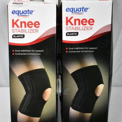 Qty 2 Equate Elastic Knee Stabilizer, S/M & L/XL - New