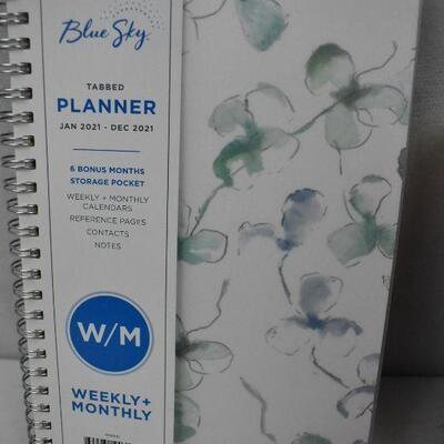 Blue Sky 2021 Weekly & Monthly Planner, Bic Pens, 9 Character Pencils - New