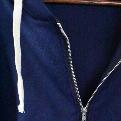 Navy Blue Zip Up Hooded Sweatshirt Hoodie, Long, size 3XL - New