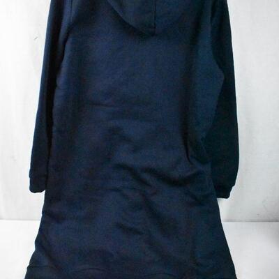 Navy Blue Zip Up Hooded Sweatshirt Hoodie, Long, size 3XL - New