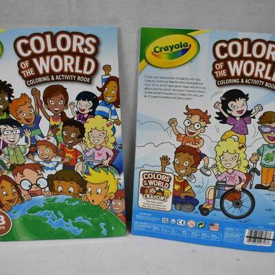 4 pc Crayola Colors of the World: 2 Coloring Books & 2 Boxes of Crayons - New