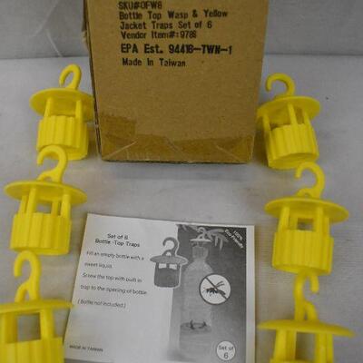 7 Yellow Jacket Traps: 1 set of 6 to be used on water bottles - New