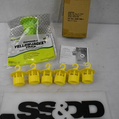 7 Yellow Jacket Traps: 1 set of 6 to be used on water bottles - New