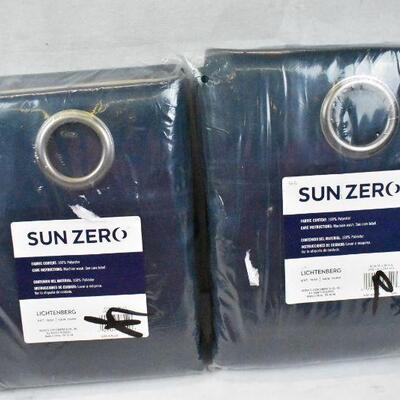2x Sun Zero Navy Curtain Panels 40 x 96