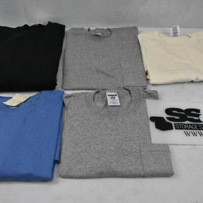 5 pc Adult Apparel: Black Sweatshirt size Med, T-shirts sizes Med & Large - New