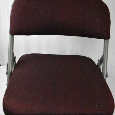 Folding Chair, Gray Metal, Maroon Padded Seat & Back 500 lb weight limit - New